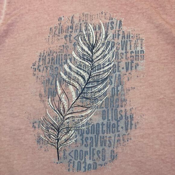 Ulla Popken Sz 28/30 Distressed Pink Full-zip Hooded Sweatshirt with Rhinestones - Picture 15 of 16